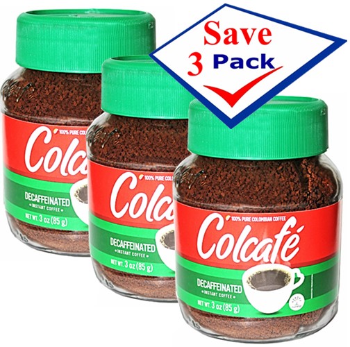 Colcafe Decaffeinated Instant Coffee 3 oz Pack of 3